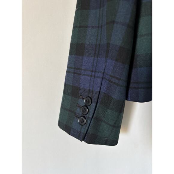 J. Crew Blazer Jacket 10 Blue Green Plaid Check Two Buttons Fall Winter Preppy - Picture 11 of 11